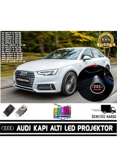 Audi Araçlar İçin Geçmeli Soketli Kapı Altı Led Logo