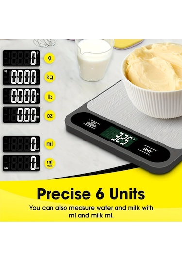 Siyah Şarj Edilebilir 1 Adet Siyah Gıda Ölçeği 10 Kilogram Siyah