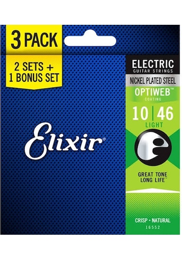Elixir 16552 Optiweb Light 3'Lü Elektro Gitar Teli 10-46