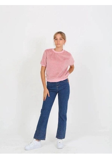 Marions Kız Çocuk Taşlı Jean-15237 Mavi
