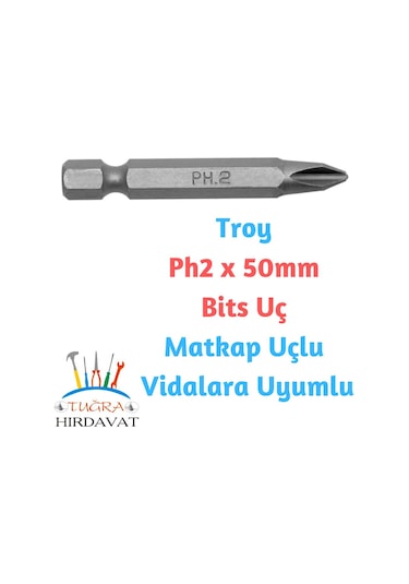 Troy Ph2 x 50 MM Bits Yıldız Uç Tornavida Ucu 1 Adet