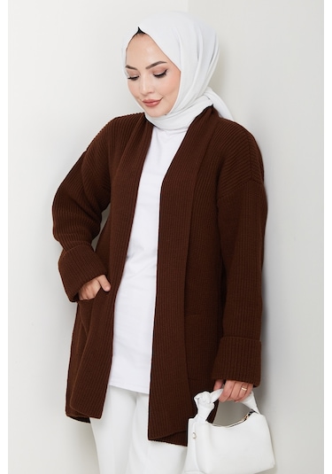 Enfil Şal Yaka Triko Hırka 1598 - Acı Kahve Acı Kahverengi