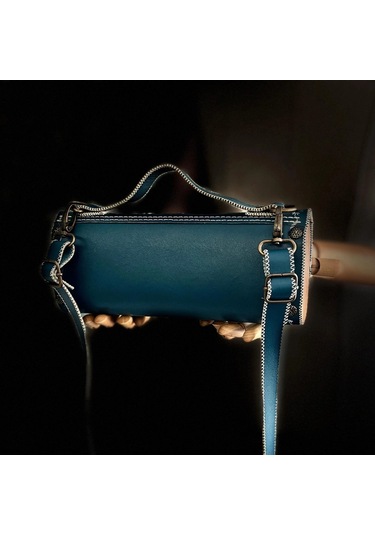 Hakiki Deri, El Yapımı Bayan Çanta, Bayan Cüzdan Larissa V35 Kahverengi - Turkuaz