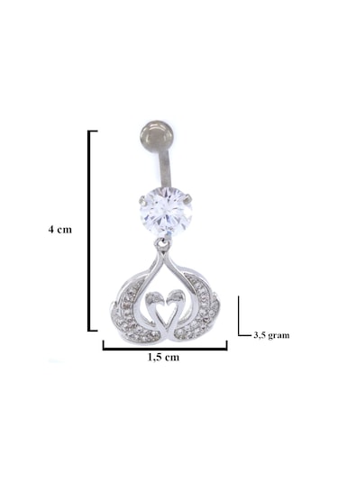 Ferizz 316l Çelik Zirkon Taşlı Kuğu Piercing Prc-122