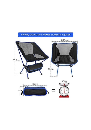 Bloomnest Ultralight Katlanır Açık Hava Sandalyesi - Yüksek Yük Kapasitesi - Seyahat, Plaj, Piknik, Kamp, Balıkçılık İçin Sert Taşınabilir Siyah Siyah