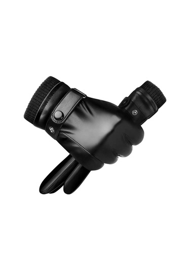 Kış Rüzgar Geçirmez Dokunmatik Ekran Suni Deri Bisiklet Eldiven 001