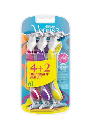 Gillette Venus 3 Renkli Kullan At Tıraş Bıçağı 4+2 Adet