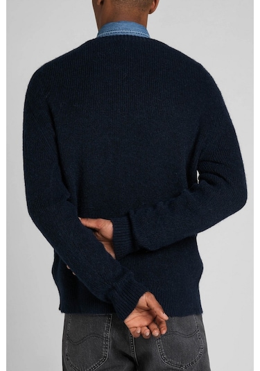Lee Regular Fit Normal Kesim Bisiklet Yaka İndigo Triko Kazak L83ZDD61 İndigo