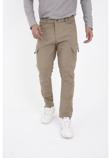 Camp Scoutland Camp593 Outdoor Softshell Su Ve Rüzgara Dayanıklı içi Polarlı Kışlık Erkek Bej Taktik Pantolon Bej