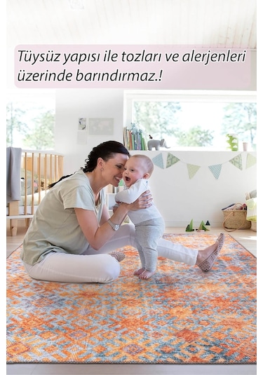 Funk Modern Dokuma Taban Dekoratif Turuncu Halı (Al 06)