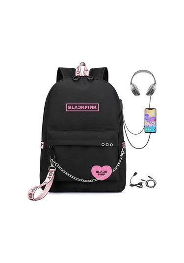 Goldenqian Ozma Black Pink Usb Şarj Edilebilir Çok Fonksiyonlu Büyük Kapasiteli Su Geçirmez Sırt Çantası 976ywc Beyaz - Siyah