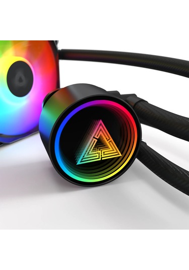 Montech Lightflow Argb 240 Siyah Ultra Sessiz Aıo Sıvı Cpu Soğutucu, 3100 Rpm Pompa, Üçlü Sessiz F