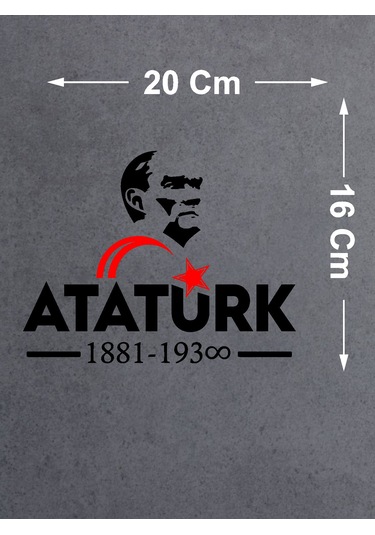 Atatürk Ve Ay Yıldız Sticker - Atatürk Yazısı Araba Oto Motosiklet Karavan Sticker - 00621 20x16 Cm