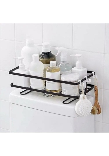 Fortunelane Banyo Dolabı Üstü Konfigüre Edilebilir Siyah Ağızlı Raf, Halka Ek Depolama Beyaz Tasarım Beyaz