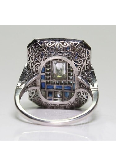 Luxury Square Women Crystal Zircon Engagement Ring, Ring Size:9 Red Çok Renkli