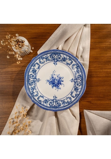 Fecra Majestic Blue 14 Parça Kahvaltı Takımı Beyaz - Mavi