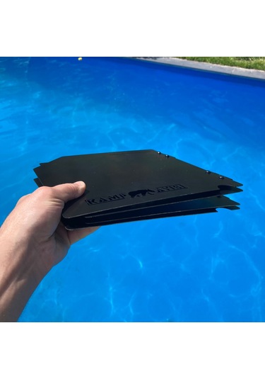 Kamp Ayısı Windshield Mat Siyah Katlanır 1mm Mentelşeli Metal Rüzgarlık - Özel Çantalı Siyah