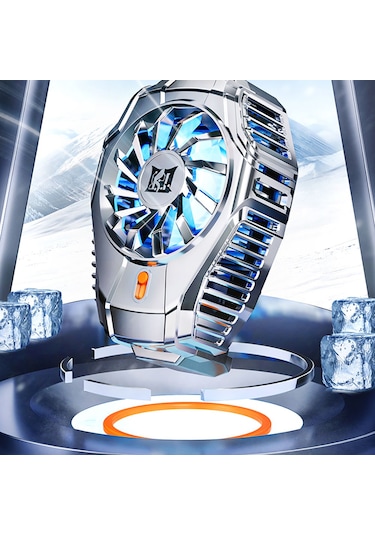Kilifone - Telefon Soğutucu Fan N15 Gümüş Kaplama 2 Kademeli Tec Soğutma Sistemli Telefon Soğutucu Fan - Gümüş - T28594