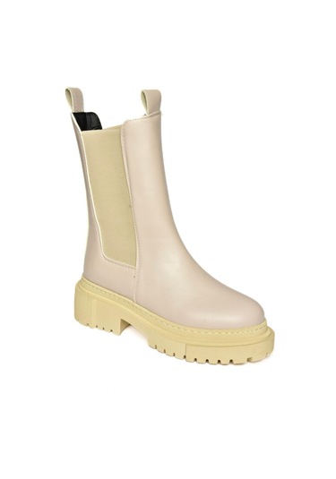 Fox Shoes T652449009 Bej Kalın Tabanlı Kadın Bot Bej-suni Deri Bej