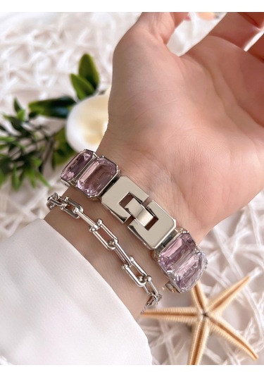 Coliseum Özel Tasarım Vintage Seri Taşlı Kordon Model Kadın Kol Saati+bileklik Hediyeli Cl8888.s06 Gümüş