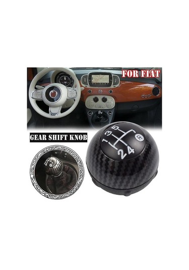 Fiat 500 500c 2007 - 2018 İle Uyumludur 5 6 Vites Vites Topuzu Sitck Başlığı Deri Parlak Siyah Kapak Yedek Renk: 6 Vites Karbon 2