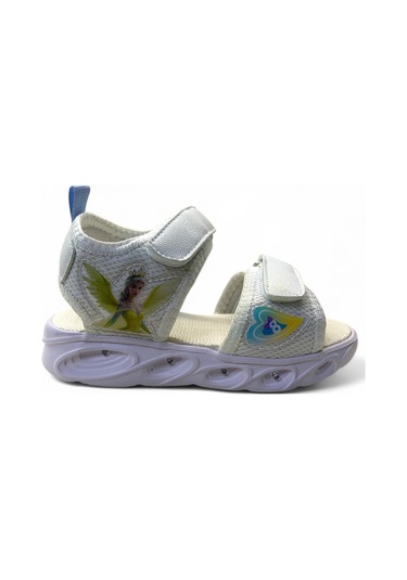 129 Kız Çocuk Okul Öncesi Hafif Işıklı Sandalet Beyaz