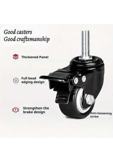 Dashanshop 4 Adet 10mm Frenli Ağır Hizmet Döner Tekerlek 353 Kg Masalar Sehpalar