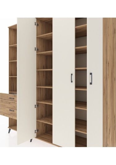 Kronos Dolap 16 Raflı 2 Çekmeceli 3 Kapaklı 220x59x243 Çam-aytaşı/çam Aytası/atlas Çam