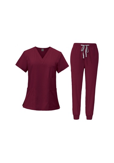 Suntek Kadın Üniforma Scrubs Set Üstü Ve Xl-kırmızı