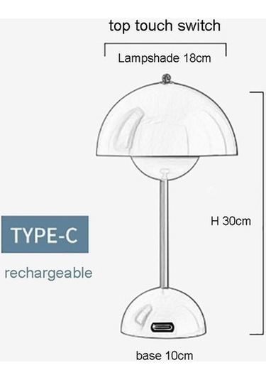 Willowhaven Şarj Edilebilir Led Masa Lambası, Sarı Mantar Çiçek, Masa, Gece Yatak Odası, Yemek, Dokunmatik, Modern Dekorasyon, 30x18cm Sarı