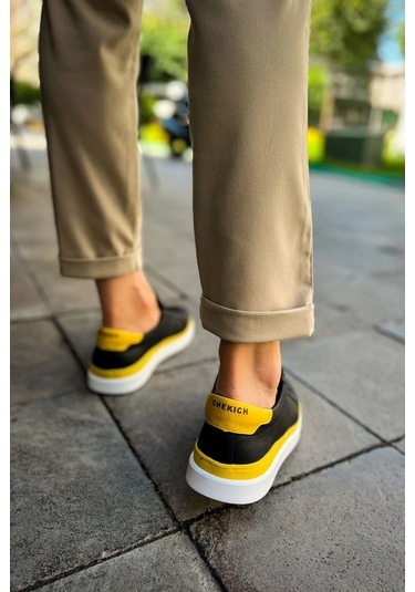 Ch979 - Santoni Gbt Spor Erkek Ayakkabı Sıyah/sarı Çok Renkli