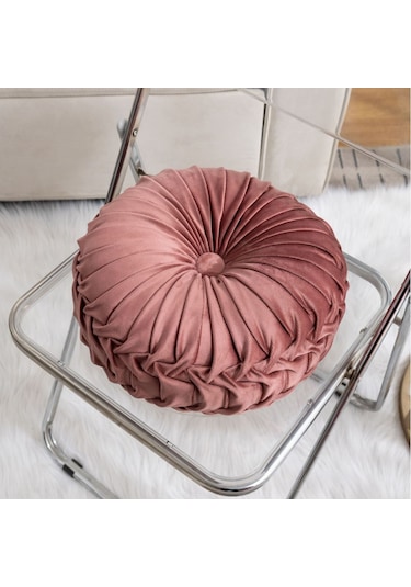 Atmak Yastık El Dikişli Pilili 3d Hollandalı Kadife Kabak 40cm-17 Ekru