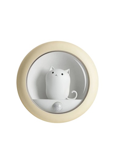 Shineyee Bebekler İçin Şirin Kedi Şeklinde Hareket Sensörlü Gece Lambası - 2 Parlaklık Seviyeli, 4000k Sıcak Işık Sari