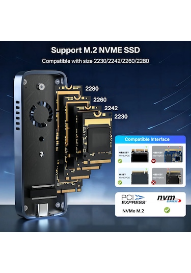 Acasis EC6608 Air NVMe Kutusu,8TB 10Gbps Fanlı