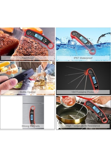 Trendooze Hızlı Okumalı Katlanabilir Problu Termometre - Bbq Ve Fırın İçin