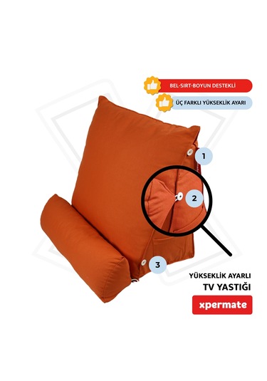 Xpermate Yükseklik Ayarlı Tv Yastığı Bel Destek Yastığı Turuncu
