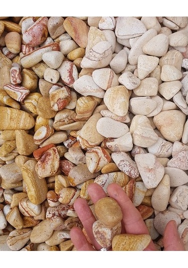 Sarı Çizgili Dolomit Taş 5 Kg 2-4 Cm Renkli Dere Taşı Çakıl Taşı