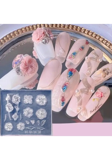 1 Adet Manolya Çiçek Yılan Gül Çiçek 3d Akrilik Tırnak Kalıp Nail Art Süslemeleri Silikon Damgalama Plakaları Tırnak Aksesuarları Whıte