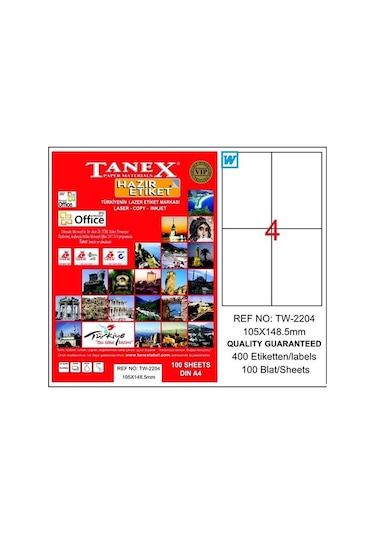 Tanex Tw-2204 105X148.5 Mm Laser Etiket 100 Adet