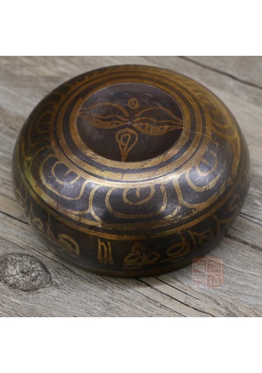Vkemall El Yapımı Buda Tibet Vurulmuş Kase Ritüel Müzik Terapisi Bakır Çan Tib-altın-26