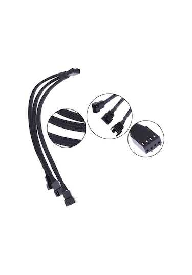 4 Pin Fan Çoklayıcı Y Pwm Çoklayıcı Splitter Kablosu 3 Pin 3 Port