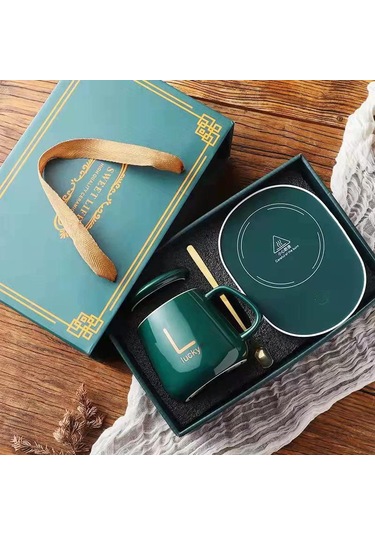 Dofolink Usb Isıtmalı Seramik Mug Seti - Sabit Sıcaklık Su Bardağı, Taşınabilir Hediyelik Set Beyaz