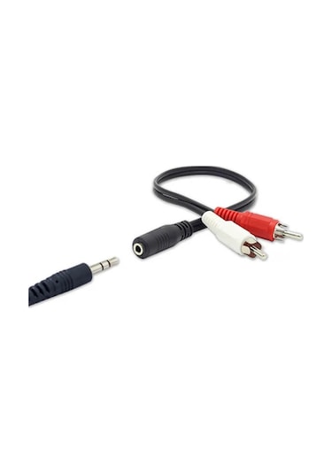 3.5mm Stereo Dişi to 2 RCA Erkek Tos Ses Kablosu - AUX Dönüştürücü Kablo - 30cm