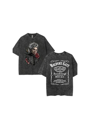 Dshztooma Baldurs Gate 3 Astarion Vintage Elf T-shirt - Erkek/kadın Rahat Yıkama Y2k Tshirtordu Yeşil Ordu Yeşil