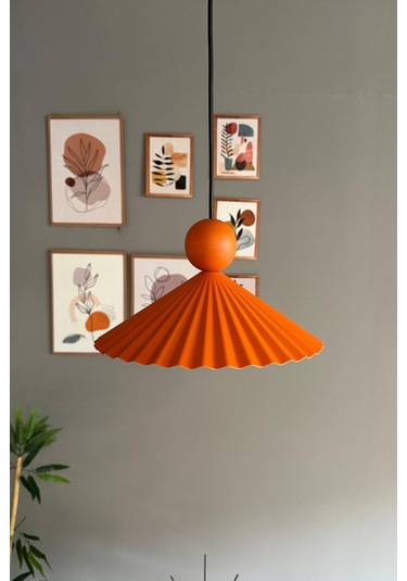 Avilla Metal Avize Tekli Turuncu Tek Boncuk Kafa Rustik Cafe Mutfak Modern Sarkıt Aydınlatma Turuncu