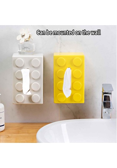 Sones Çok İşlevli Karikatür Yapı Bloğu Mendil Saklama Kutusu Oturma Odası Sehpa Dekorasyonları, Renk: Mavi