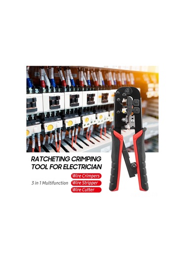 Gajeena Multifonksiyon Telsiz Pres Aleti: Kablolama, Kablop Kırma Ve Kesme - 8p/6p Ağ Ve Telefon Kabloları İçin - 7sq-568 Siyah+kırmızı