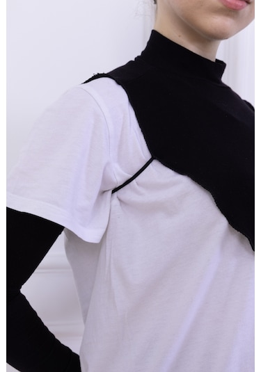 Balıkçı Yaka Boyunluk Siyah - Dik Yakalı Kadın Tesettür Penye Yarım Body Viskon Hijab Siyah