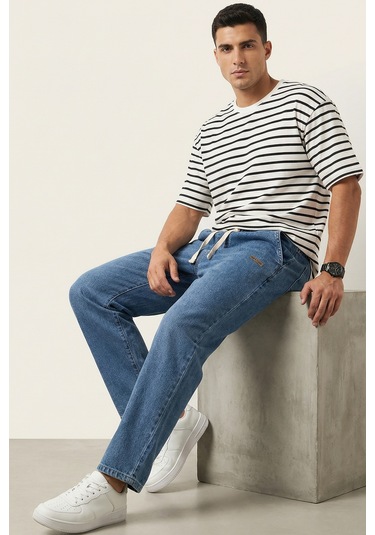 Erkek Rahat Kesim Baggy Jean Pantolon 30073 - Lacivert
