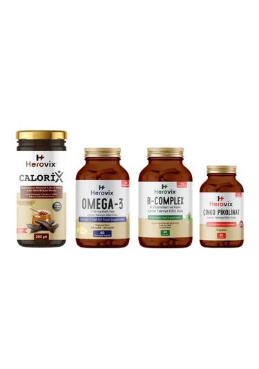 Herovix Özel Kalori Desteği 4'lü Paket Omega-3, Çinko Pikolinat,